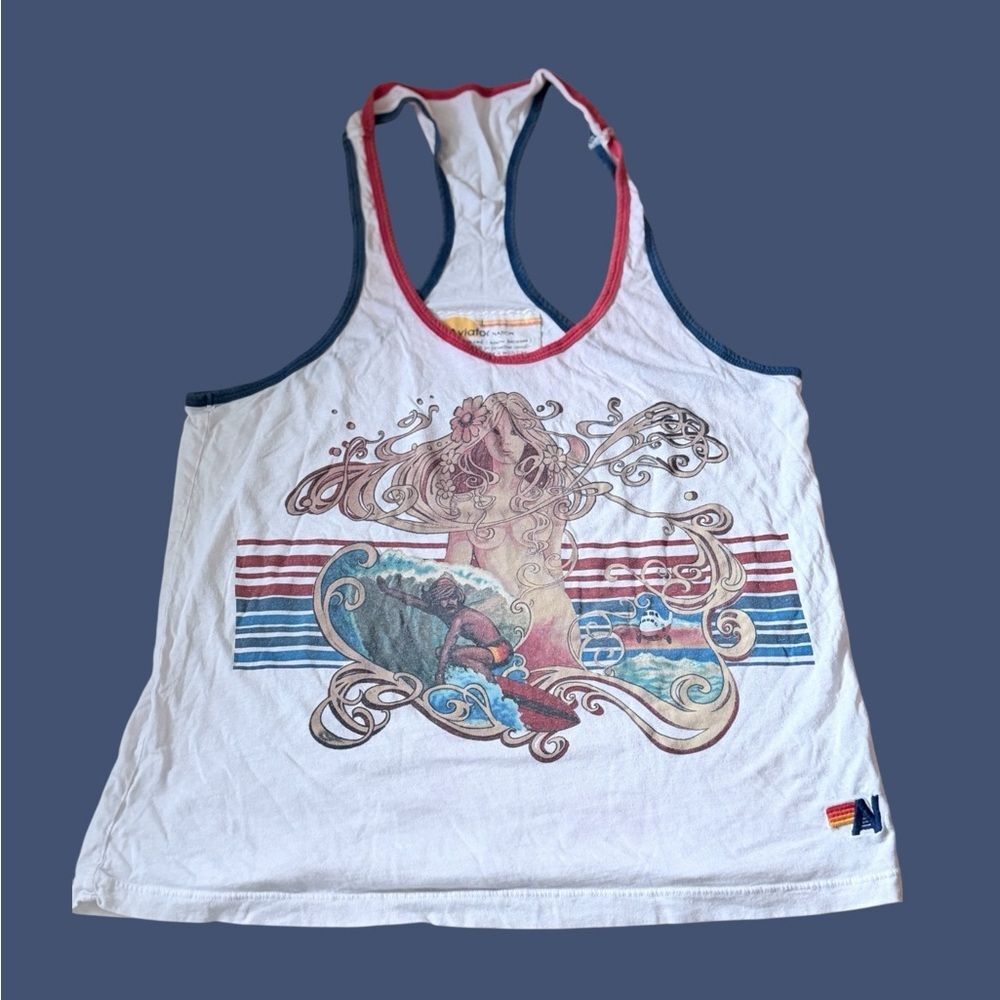 Very Rare Aviator Nation White Mermaid Tank Top - Picture 2 of 5